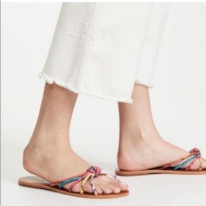 SCHUTZ Colorful Jolene Snake Embossed Flat Sandals 6.5